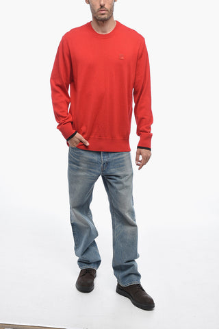 Solid Color Wool Crew-neck Sweater