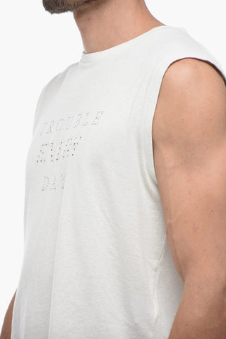 Solid Color Tank Top with Perforated Detail