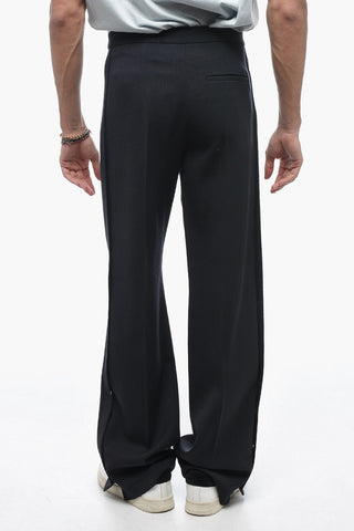 Pantaloni Palazzo LUIGI in Lana Vergine con Bottoni alla Caviglia