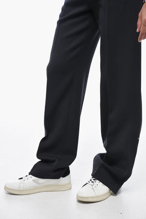 Pantaloni Palazzo LUIGI in Lana Vergine con Bottoni alla Caviglia
