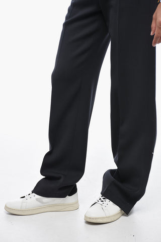 Pantaloni Palazzo LUIGI in Lana Vergine con Bottoni alla Caviglia
