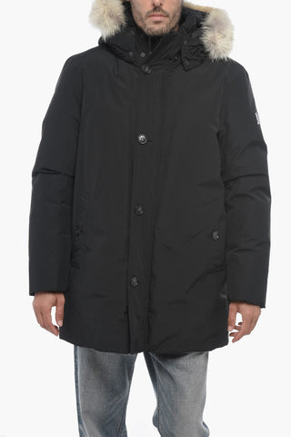 Cotton and Nylon SOUTH BAY Down Jacket with Real Fur