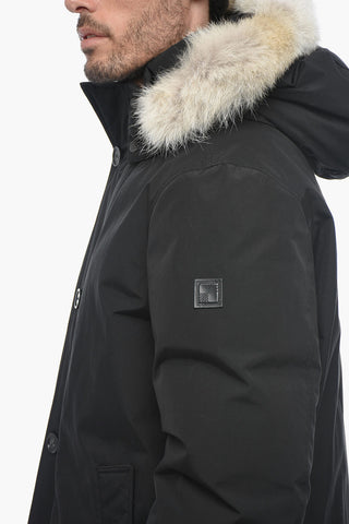 Cotton and Nylon SOUTH BAY Down Jacket with Real Fur