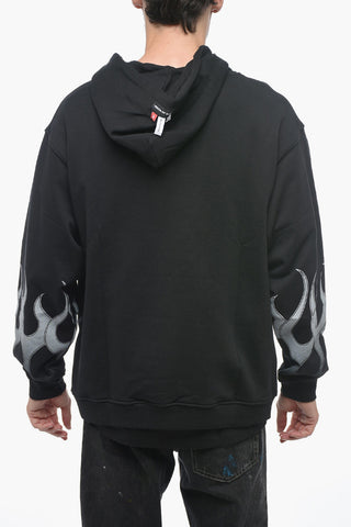 Felpa Con Cappuccio In Cotone Garzato Con Stampa Logo