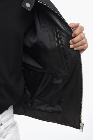 MM14 Leather Biker Jacket with Zipped Pockets