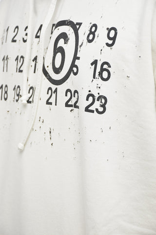 MM6 Felpa Hoodie DISTRESSED 6 in Misto Cotone