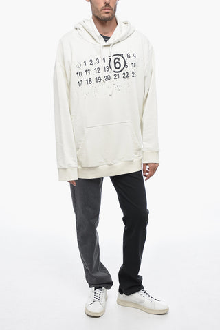 MM6 Felpa Hoodie DISTRESSED 6 in Misto Cotone