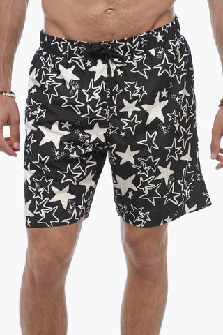 Costume da Bagno Boxer con Stelle Stampate All-Over