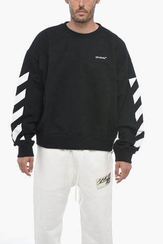 PERMANENT Brushed Cotton DIAG HELVETICA Crew-neck Sweatshirt