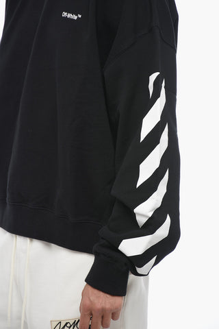 PERMANENT Brushed Cotton DIAG HELVETICA Crew-neck Sweatshirt