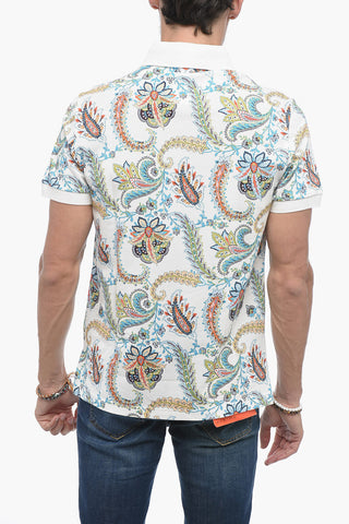 Paisley Patterned 3-button Polo Shirt