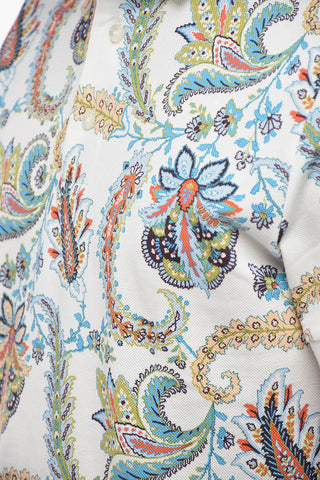 Paisley Patterned 3-button Polo Shirt