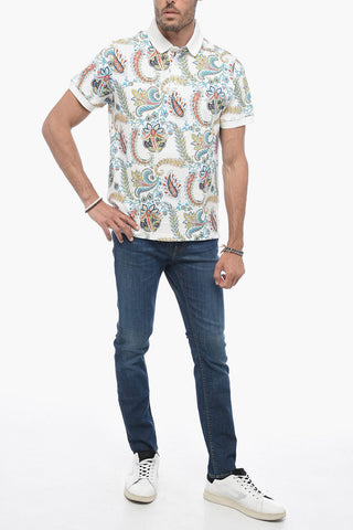 Paisley Patterned 3-button Polo Shirt