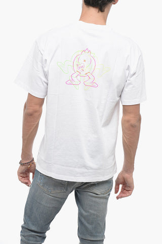 Crew-neck Cotton T-shirt with Logo Maxi