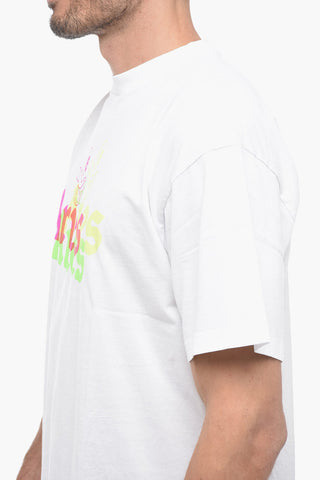 Crew-neck Cotton T-shirt with Logo Maxi