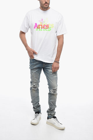 Crew-neck Cotton T-shirt with Logo Maxi
