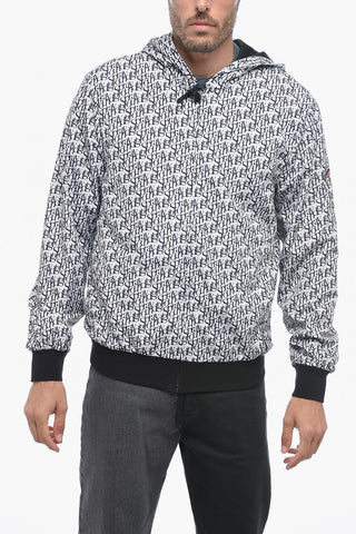 Hooded Windbreaker Jacket with Logo Print