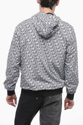 Hooded Windbreaker Jacket with Logo Print