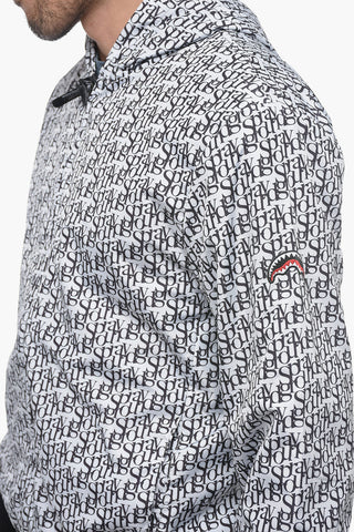 Hooded Windbreaker Jacket with Logo Print