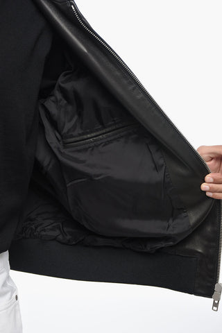 MM10 Leather Bomber Jacket with Hood