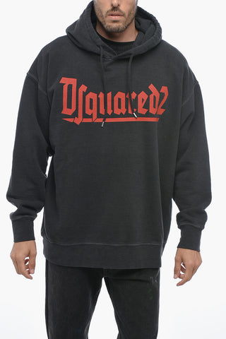 Brushed Cotton Hoodie with Contrasting Logo