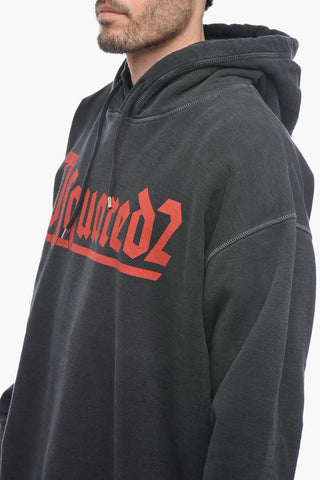 Brushed Cotton Hoodie with Contrasting Logo