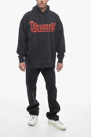 Brushed Cotton Hoodie with Contrasting Logo