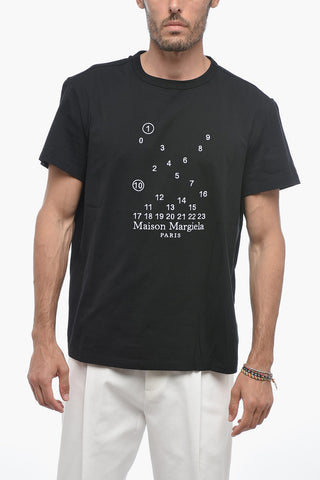 MM1 MM10 Solid Color Crew-neck T-Shirt with Embroidered Logo