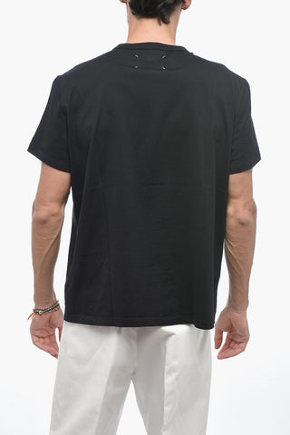 MM1 MM10 Solid Color Crew-neck T-Shirt with Embroidered Logo