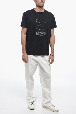 MM1 MM10 Solid Color Crew-neck T-Shirt with Embroidered Logo
