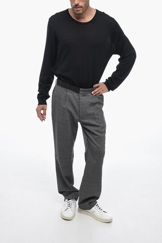 MM14 Virgin Wool Chinos Pants with District Check Motif