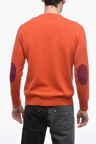 Crew Neck LUNETTA Virgin Wool Sweater with Contrasting Patches