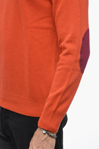 Crew Neck LUNETTA Virgin Wool Sweater with Contrasting Patches