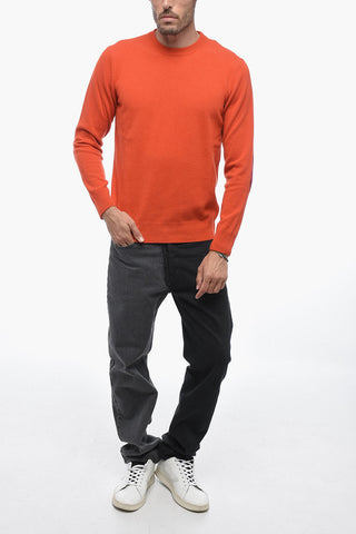 Crew Neck LUNETTA Virgin Wool Sweater with Contrasting Patches