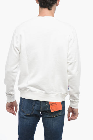 Felpa Girocollo In Cotone Garzato Con Logo Ricamato