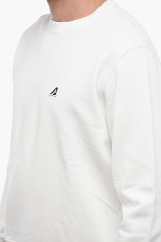 Felpa Girocollo In Cotone Garzato Con Logo Ricamato