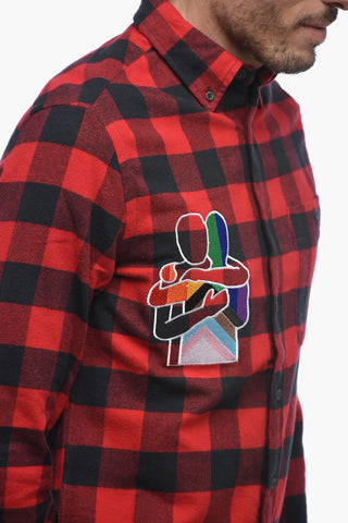 Buffalo Checked TROUT RUN Button Down Shirt with Embroidery