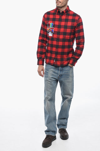 Buffalo Checked TROUT RUN Button Down Shirt with Embroidery
