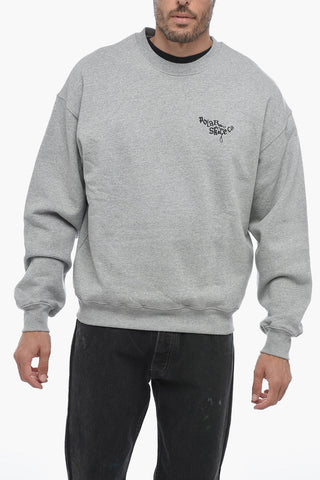 Fleeced Cotton Crew-neck Sweatshirt with Embroidered Logo
