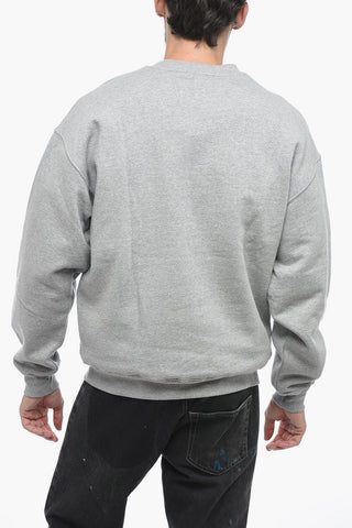 Fleeced Cotton Crew-neck Sweatshirt with Embroidered Logo