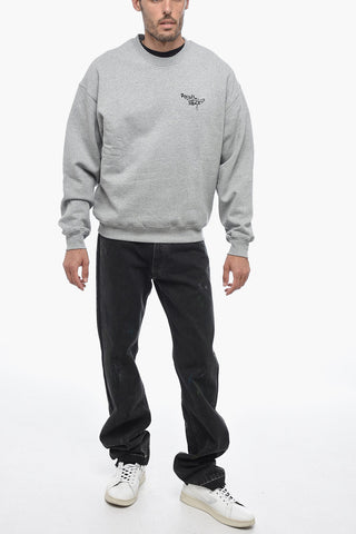 Fleeced Cotton Crew-neck Sweatshirt with Embroidered Logo