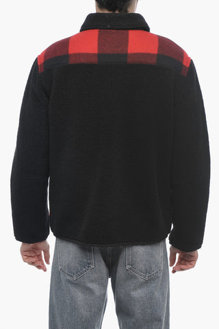 Eco-fur Jacket with Check Pattern