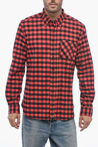 Cotton Flannel Button-down Shirt with Breast-pocket