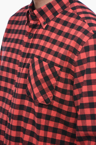 Cotton Flannel Button-down Shirt with Breast-pocket