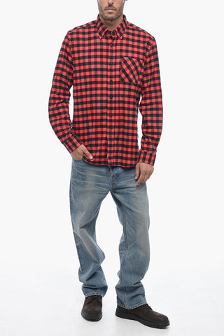 Cotton Flannel Button-down Shirt with Breast-pocket