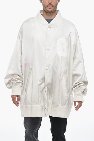 MM6 Satin Oversized Bomber Jacket with Snap Buttons
