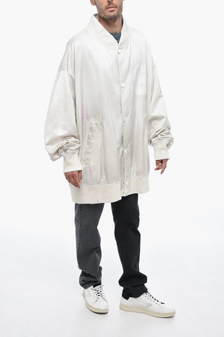 MM6 Bomber Oversized in Satin con Bottoni a Pressione