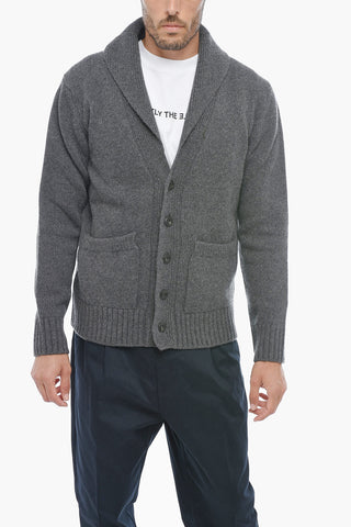 Virgin Wool Cardigan with Shawl Lapel