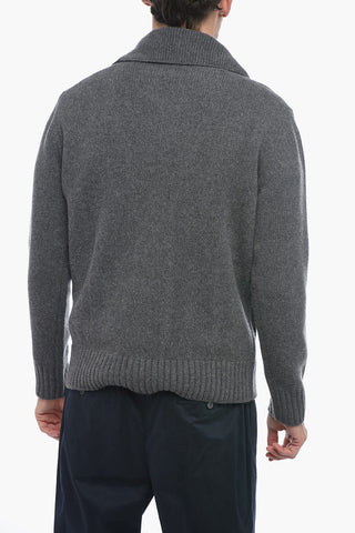 Virgin Wool Cardigan with Shawl Lapel