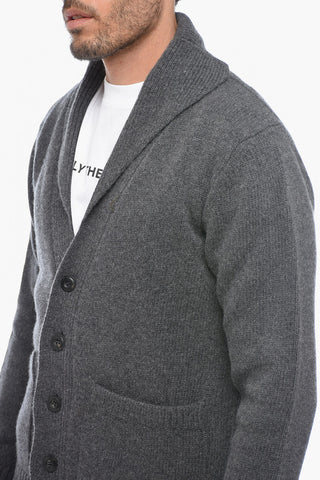 Virgin Wool Cardigan with Shawl Lapel